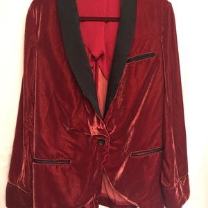 Maroon and black button blazer